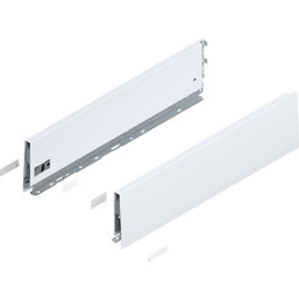 MERIVOBOX boki wysokość K (129 mm), dł.=500 mm, lewy/prawy, jedwabiście biały mat