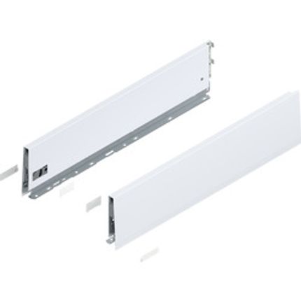 MERIVOBOX boki wysokość K (129 mm), dł.=550 mm, lewy/prawy, jedwabiście biały mat