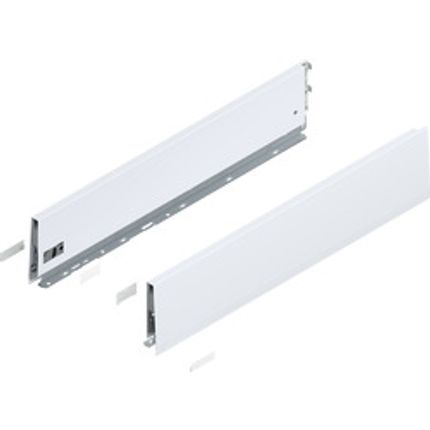 MERIVOBOX boki wysokość K (129 mm), dł.=600 mm, lewy/prawy, jedwabiście biały mat