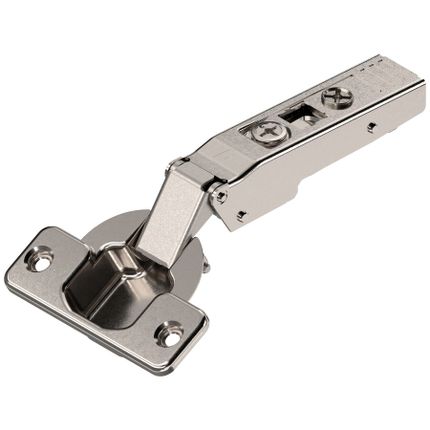 CLIP top zawias standard. 120° Specjalny, Drzwi nakładane, bez sprężyny, puszka: na wkręty+niklowany*P/U: 50/250
