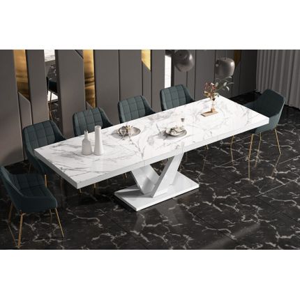 Stół rozkładany VEGAS 160 - marble white/biały