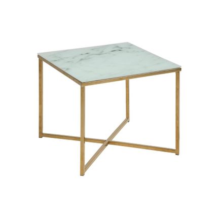 Stolik kawowy ALISMA 50x50 - biały/złoty