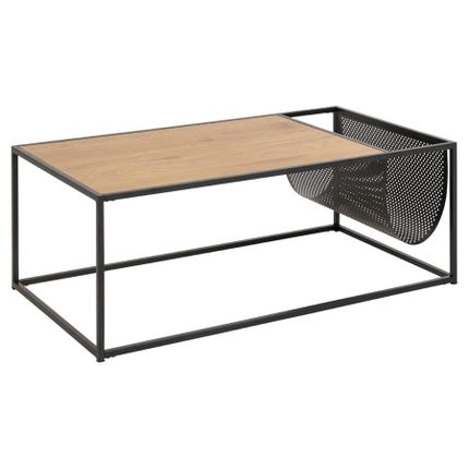 Stolik kawowy z gazetnikiem SEAFORD 110x60 - dziki dąb/czarny