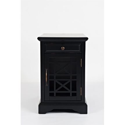 Szafka z szufladą i drzwiami AVOLA ANTIQUE BLACK 1D/1S - czarny