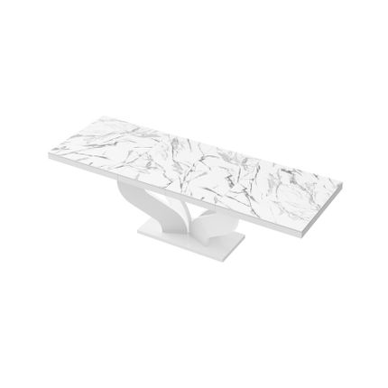 Stół rozkładany VIVA 160 - marble white połysk/biały połysk