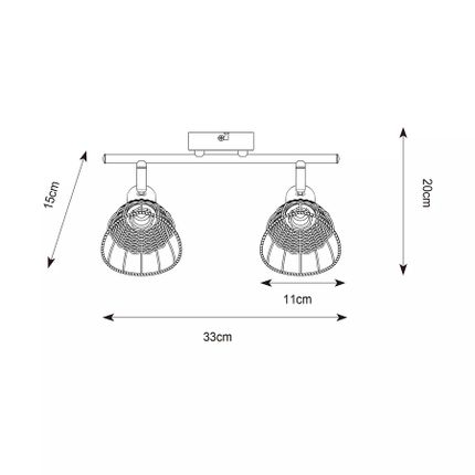 Lampa sufitowa GENT P20084-2TU - czarny/naturalny