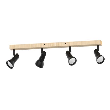 Lampa sufitowa TRIEST JP01A-SP-04AS-BWD.373 - czarny mat/drewno