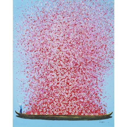Obraz FLOWER BOAT 80x100 - niebieski/różowy