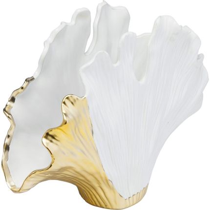 Wazon z kamionki GINKGO ELEGANCE 45 - biały/złoty