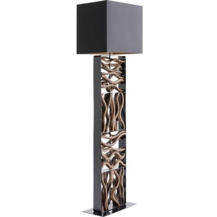 Lampa podłogowa NATURE WAVE - czarny/naturalny