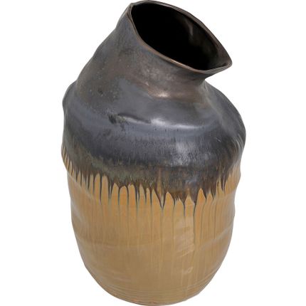 Wazon ceramiczny COLLAPSE 58 - antracyt/brązowy