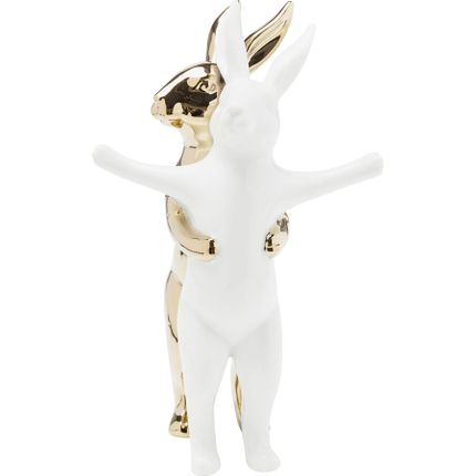 Figurka dekoracyjna HUGGING RABBITS - biały/złoty