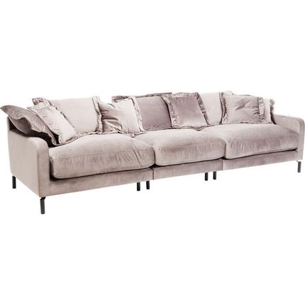 Sofa 3-osobowa welurowa LULLABY - taupe/czarny