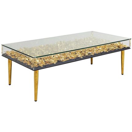 Stolik kawowy FLOWERS 120x60 - złoty