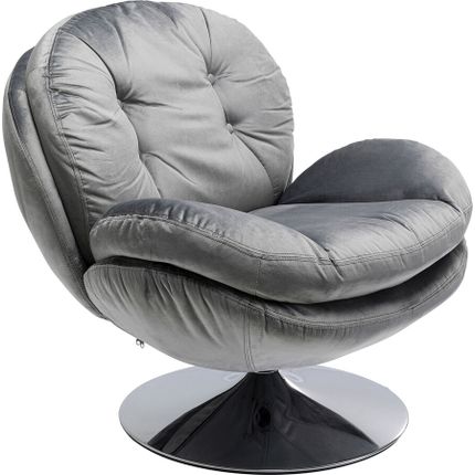 Fotel obrotowy welurowy COSY - szary/srebrny