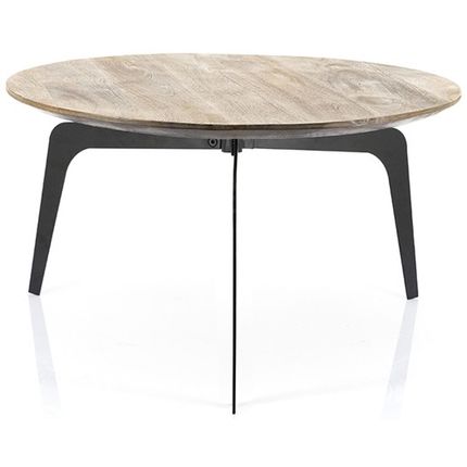Stolik kawowy KENJI Ø70 cm - brązowy/czarny