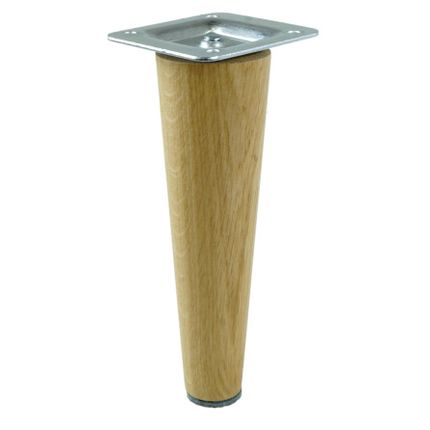Noga dębowa z blachą montażową ND20 - lakier bezbarwny / stożek wys. 20 cm