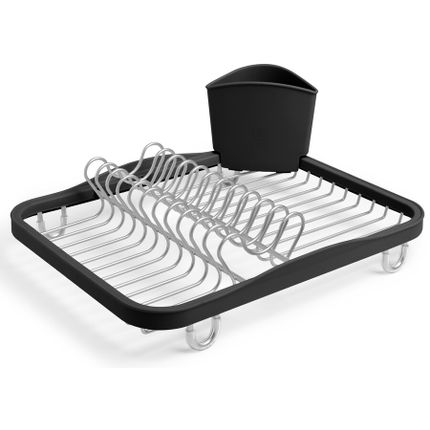 Suszarka do naczyń z pojemnikiem na sztućce metalowa czarna 36x28 cm