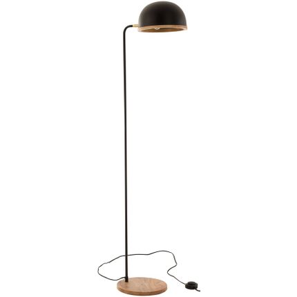 Lampa podłogowa metalowa czarna podstawa drewniana Ø26x130 cm