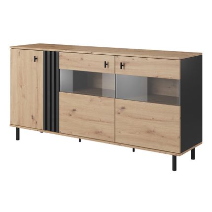 Komoda 3-drzwiowa MADIS E - dąb artisan/antracyt