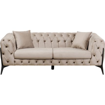 Sofa 2-osobowa welurowa BELLISSIMA - taupe/czarny