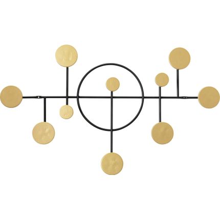 Wieszak ścienny ART CIRCLES - złoty/czarny