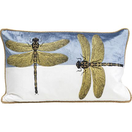 Poduszka dekoracyjna GLITTER DRAGONFLY 50x30 - biały/niebieski