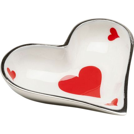 Miseczka na biżuterię HEARTS CARD - biały/czerwony