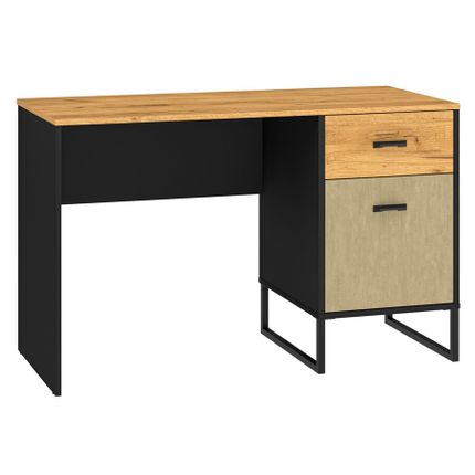 Biurko z szafką COLT 07 - dąb craft/czarny/stal