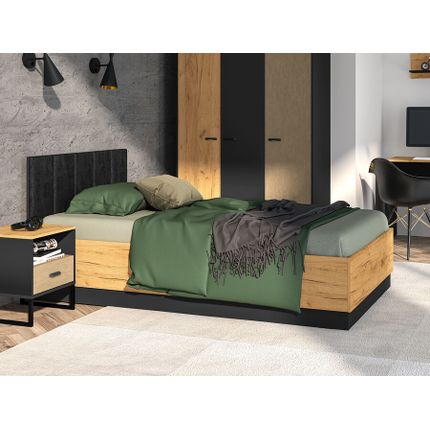 Łóżko z podnoszonym stelażem COLT 0901 120x200 - dąb craft/czarny