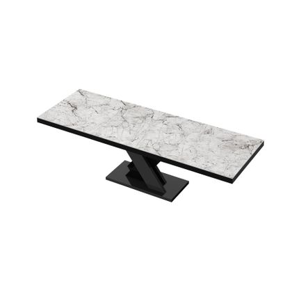 Stół rozkładany XENON LUX 160/256x89 - venatino white połysk/czarny połysk