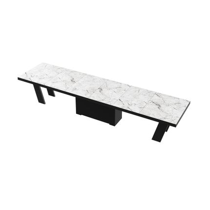 Stół rozkładany GRANDE 160/412x100 - venatino white połysk/czarny połysk