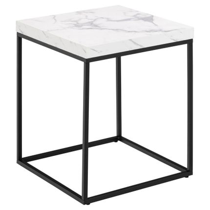 Stolik kawowy BAROSSA 40x40 - biały marmur/czarny