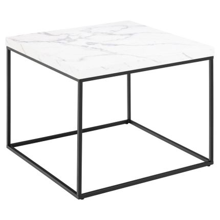 Stolik kawowy BAROSSA 60x60 - biały marmur/czarny