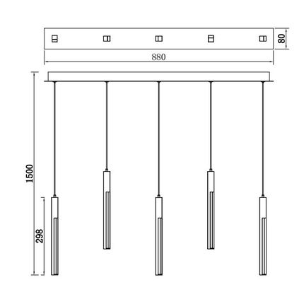 Lampa wisząca ELIOT MD4768-5-3BMT - drewniany/czarny