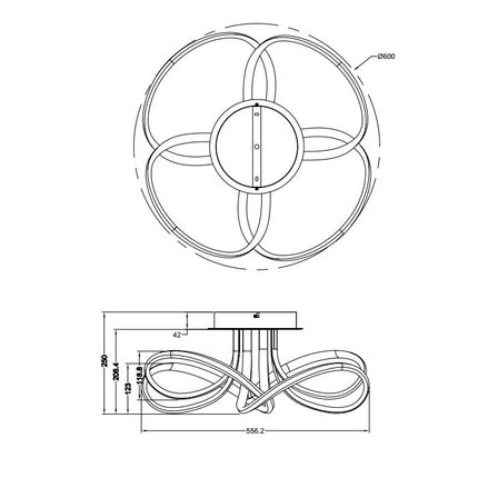 Lampa sufitowa ABRO MX5520-4-3BBDT - szary/złoty