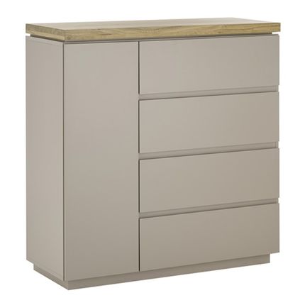 Komoda 1-drzwiowa z szufladami PALAMOS - taupe/akacja