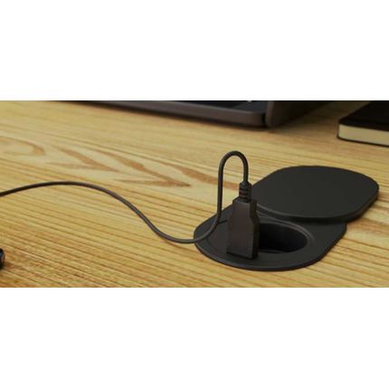Przedłużacz biurkowy okrągły wpuszczany ELEKTRIMA SLIDER / gniazdo z uziemieniem + USB / czarny