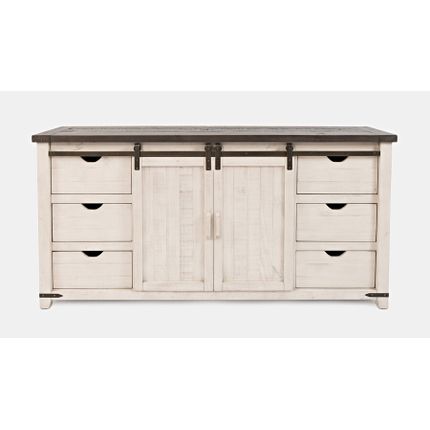 Komoda z drewna z recyklingu AVOLA 178 cm - biały/brązowy