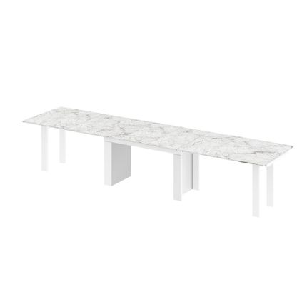 Stół rozkładany MAGRO 170/410x100 - venatino white połysk/biały połysk