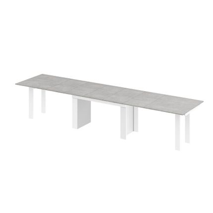 Stół rozkładany MAGRO 170/410x100 - szary beton mat/biały połysk