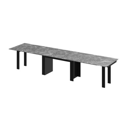 Stół rozkładany MAGRO 170/410x100 - venatino dark połysk/czarny połysk
