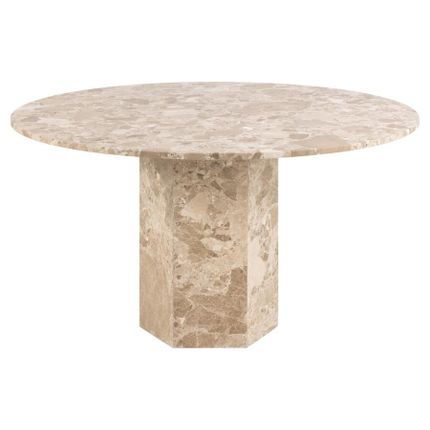Stół okrągły z marmuru NAXOS 130 cm - jasny brązowy