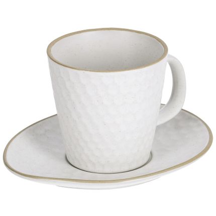 Filiżanka ceramiczna ze spodkiem biała 16x8 cm