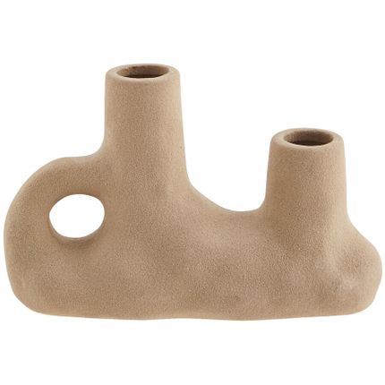 Świecznik podwójny ceramiczny 19x12 - piaskowy
