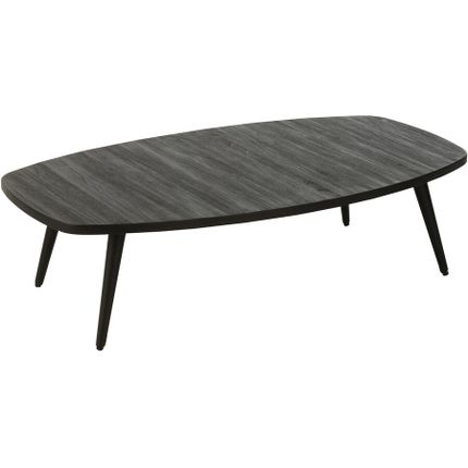 Stolik kawowy z drewnianym blatem 120x70 - czarny