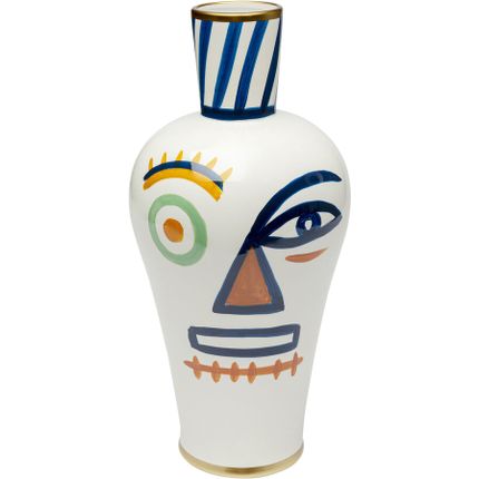 Wazon z porcelany kolorowy dwie twarze Ø21x44 cm
