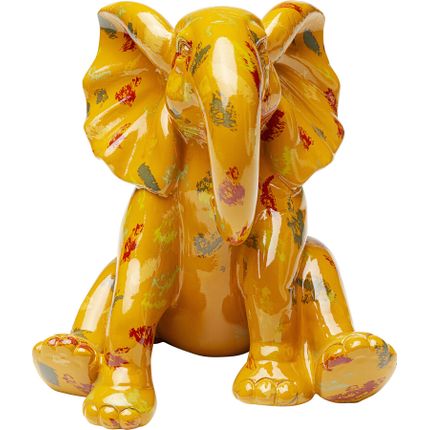 Figurka dekoracyjna żółta ze wzorami słonik 20x18 cm