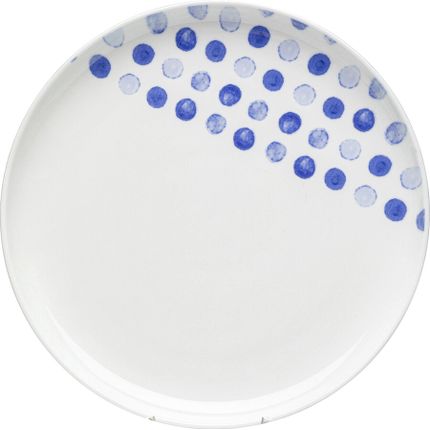 Talerz obiadowy biały w niebieskie kropki Ø27 cm