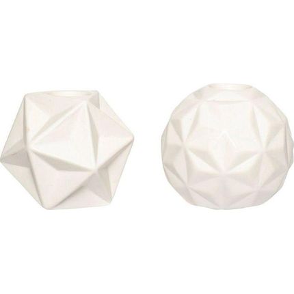 Zestaw dwóch ceramicznych świeczników - biały